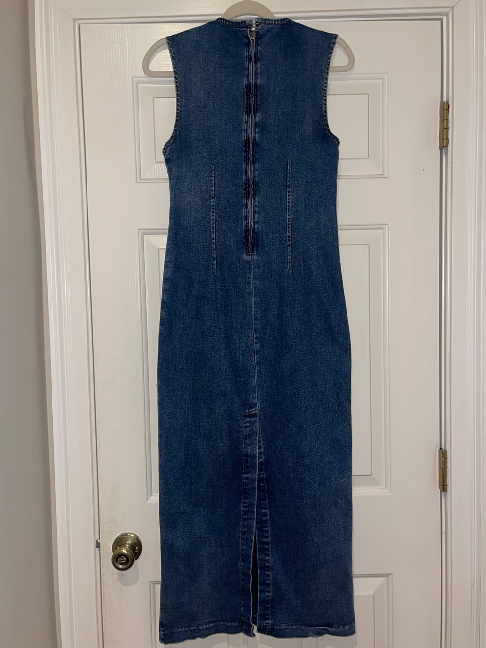 Reformation Kendi Denim Midi Dress Size 4 Sleeveless Column Dress - Picture 7 of 12